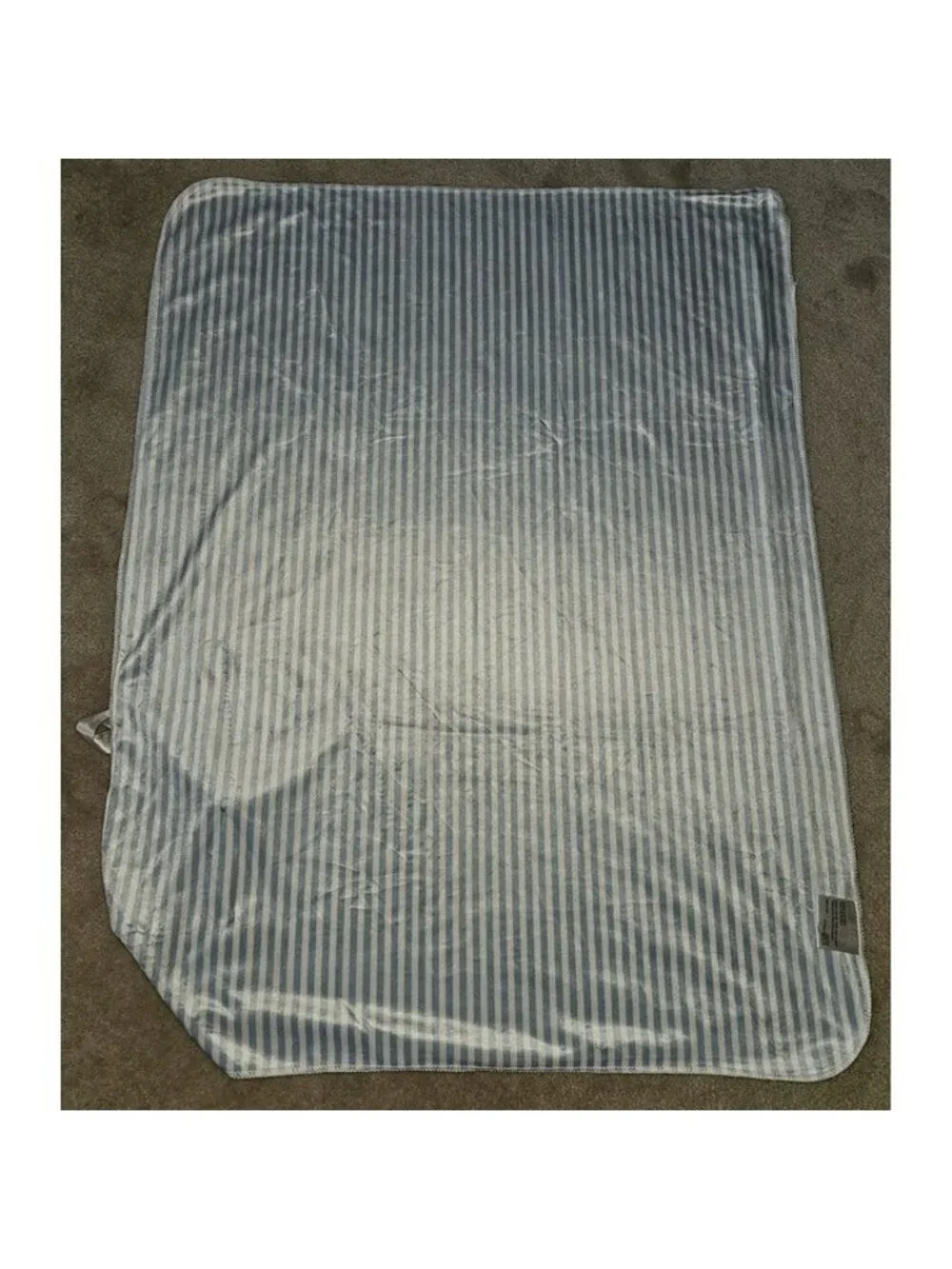 NEW 119741 Reversible Fleece Baby Blanket Gray Blue Letters Alphabet Stripes
